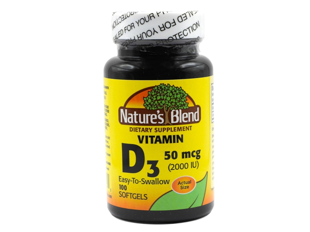Natur Blend Vitamin D3 50 MCG (2000 IE) leicht zu schlucken, 100 SOFTGELS