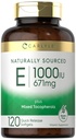 Carlyle Vitamin E mit gemischten Tocopherolen | 1000 IU | 120 Softgele | Naturally Sourced Supplement | Non-GMO und glutenfreie Formel