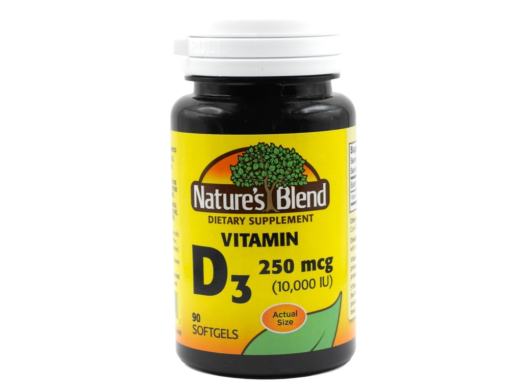 Mélange naturel Vitamine D3 250 MCG (10 000 UI), 90 SOFTGELS