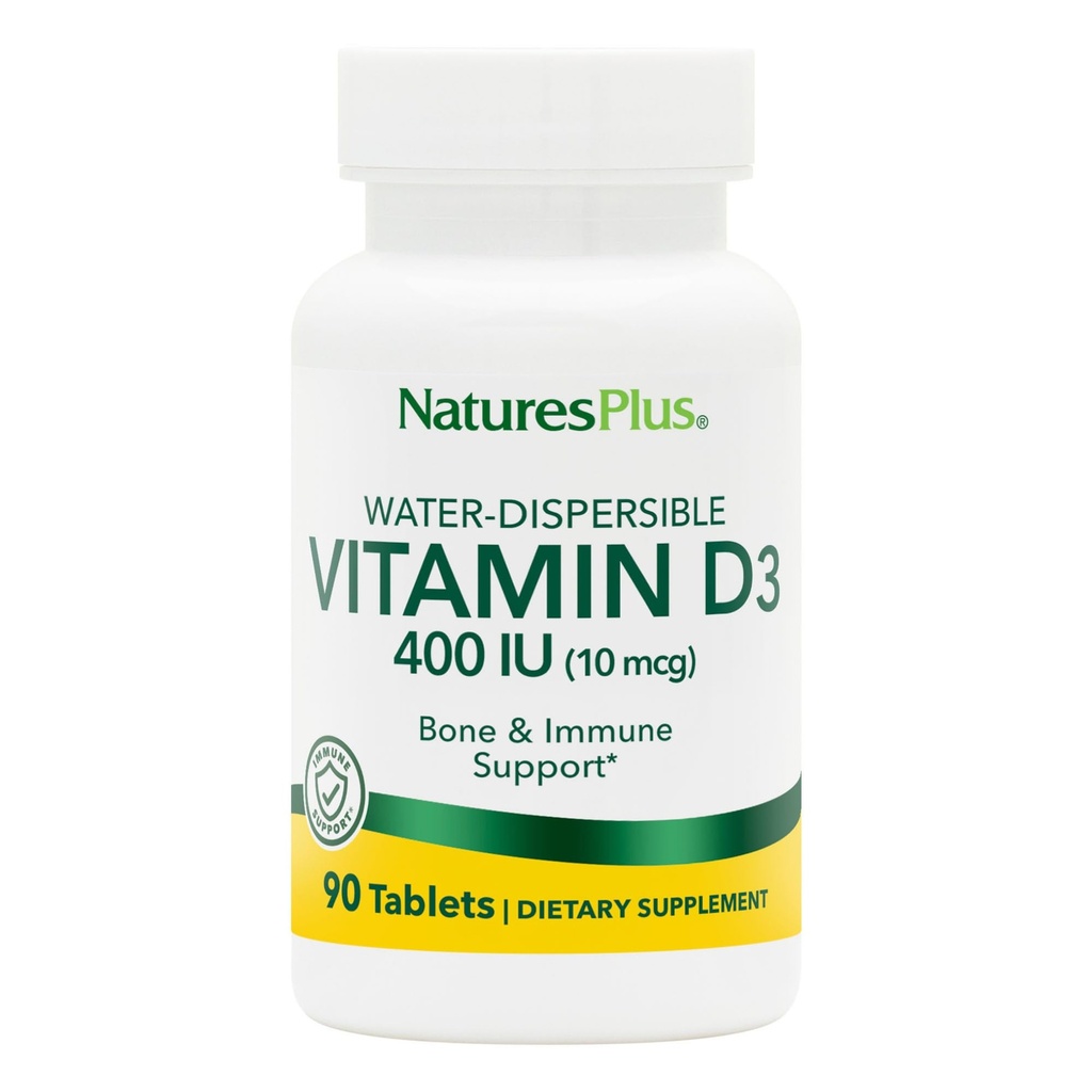 NaturesPlus Vitamin D3 400 IE - 90 wasserdispergierbare Tabletten - Knochenstärke und Immununterstützung - 90 Portionen