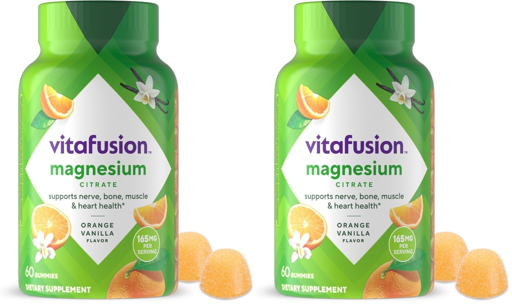 vitafusion Magnesium Gummy Supplement, Bring Calm to Your Vitamin Routine, Tropical Citrus Flavor, 60 Gummies, (Pack of 2)
