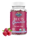 Jardin de la vie Gommies de racine de betterave biologique en Pectine avec des antioxydants, vitamine C, vitamine D & B12 pour la santé cardiaque et l'énergie – Gommies de betteraves – végétalien, sans gluten, non OGM, framboise, 30 portions