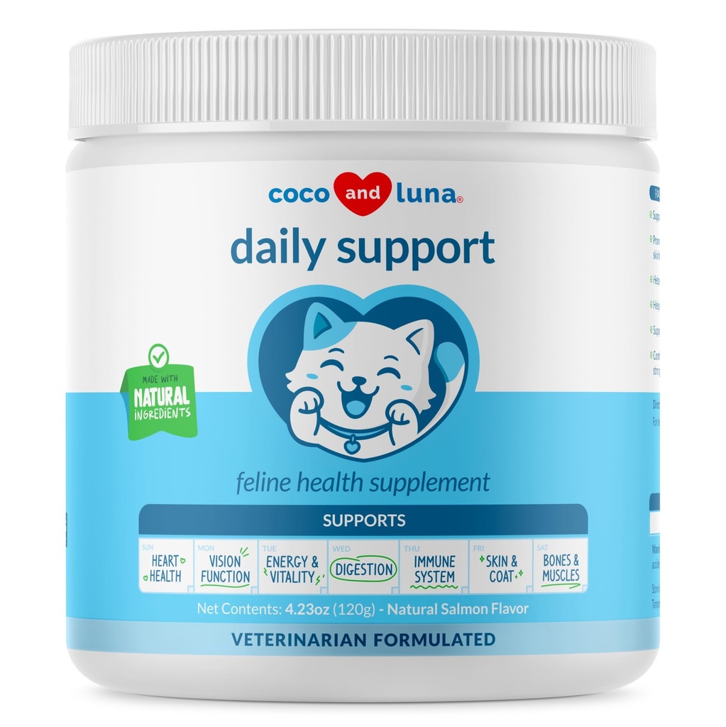 Multivitamin für Katzen - 4oz Pulver - L-Lysin, Taurine und Spirulina für Immununterstützung und Augengesundheit - Fischöl & Vitamine für Haut und Herzgesundheit. (für Katzen)