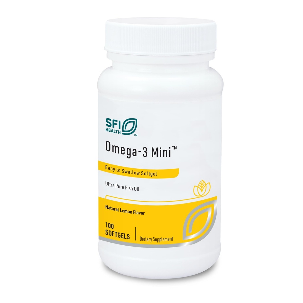 Klaire Labs SFI Health Omega-3 Mini - Ultrareine, leicht zu schluckende Fischölgele für Kinder und Erwachsene 150 Milligramm EPA / 100 Milligramm DHA Omega 3 Fettsäuren, Zitronengeschmack (100 Softgels)