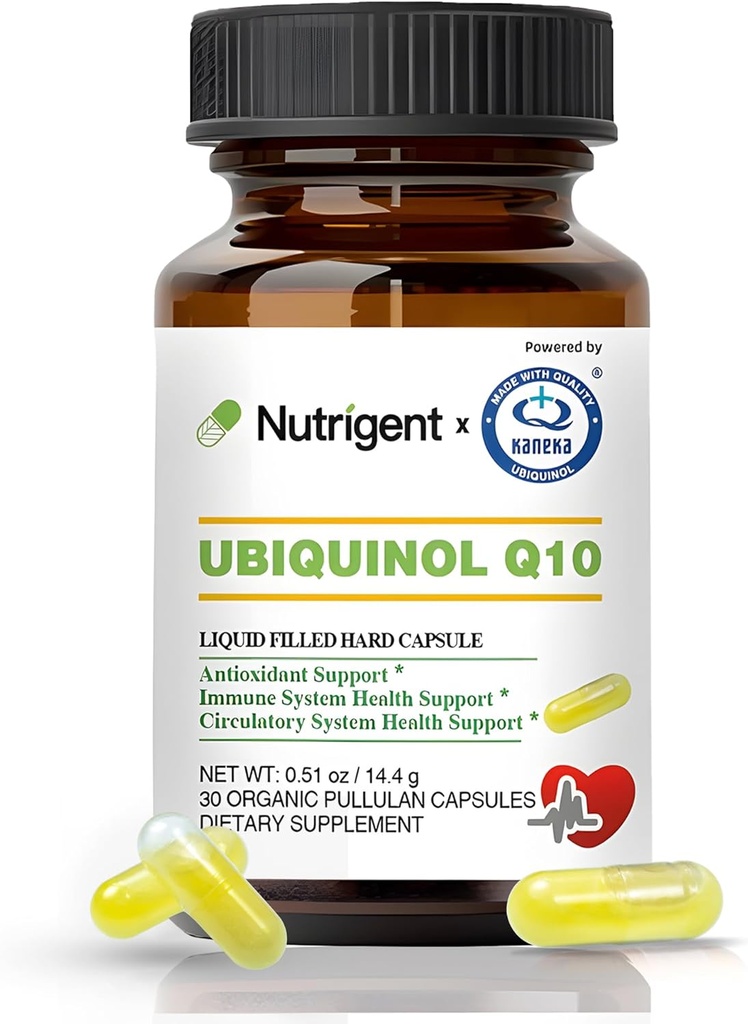 Ubiquinol CoQ10 50 mg, capsule organiche riempite liquide, coenzima ad alto assorbimento Q10 integratori, antiossidante per la salute del cuore e la produzione di energia, 30 conte
