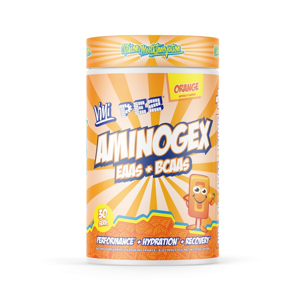 VMI Sports Aminogex Ultra | EAA + BCAA Pulver | Aminosäure + Hydration Recovery Drink mit Elektrolyten, Betain und Glutamin | (30 Portionen) (PEZ Orange)