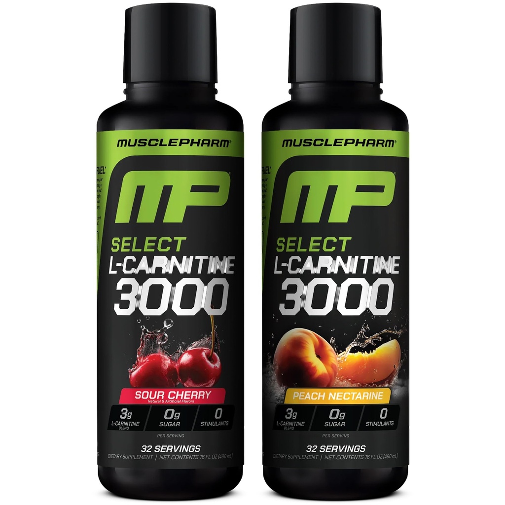 Pharm musculaire L-Carnitine 3000 - Le supplément liquide ultime pour la haute performance, le métabolisme et l'énergie Boost (Sour Cherry & Peach Nectarine Flavors)