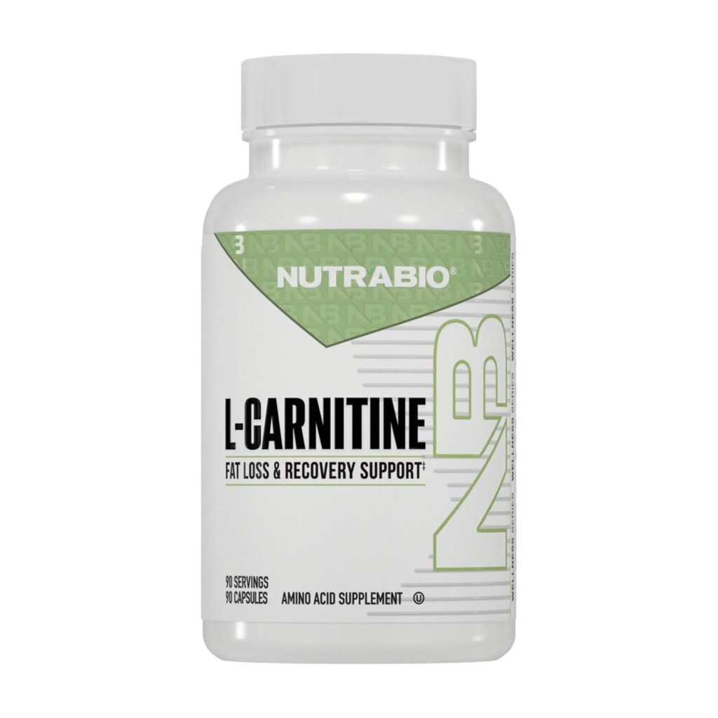 NutraBio L-Carnitin-Kapseln - Fettverbrenner für Energie, Ausdauer und Erholung - Steigerung des Fettstoffwechsels, Unterstützung des Gewichtsverlusts und der Trainingsleistung - Aminosäure-Ergänzung - 500 mg, 90 Kapseln