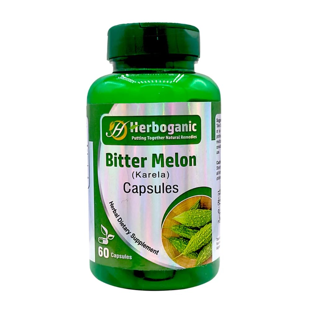 HERBOGANIC Bittermelone (Karela) Kapseln | 100% Alle natürlichen 60 Kapseln Vegetarische tägliche Ergänzung