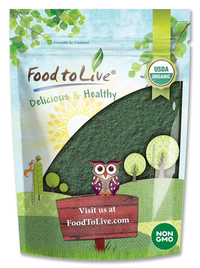 Lebensmittel zu leben Bio Spirulina Pulver, 4 Pfund — Non-GMO, Kosher, Raw Blue-Green Algae, Vegan Superfood, Bulk, Non-Irradiated, Pure Vegan Green Protein, Reich an Vitaminen & Minerals, Groß für Getränke