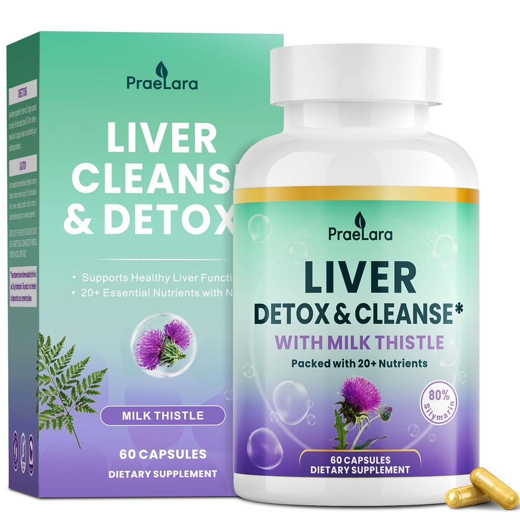 32-in-1 Leber reinigen Detox & Repair - Herbal Liver Health Support mit Milchdistel, Löwenzahnwurzel, Artischocke & Beetroot | 1250mg, Vegan, Non-GMO - 60 Kapseln