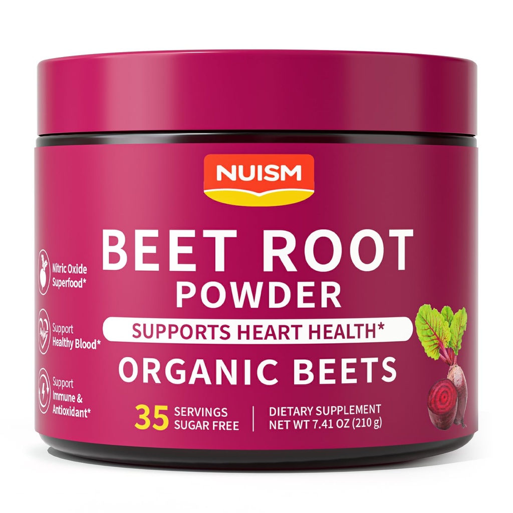 Organic Beet Root Powder Drink Mix, Natural Superfood Supplement with Beets Powder for Daily Nutrition, Stickoxide Support, Energy, Endurance & Circulation, Clean Beetroot Formula
