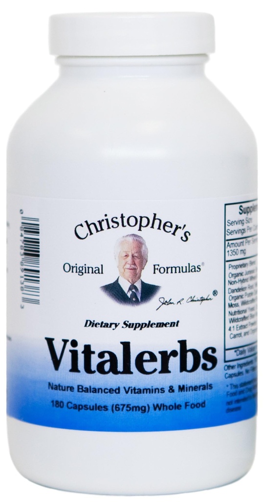 Christopher's Original Formulas Vitalerbs, Nutrient-Rich Herbal Supplement, 180 Veg Caps