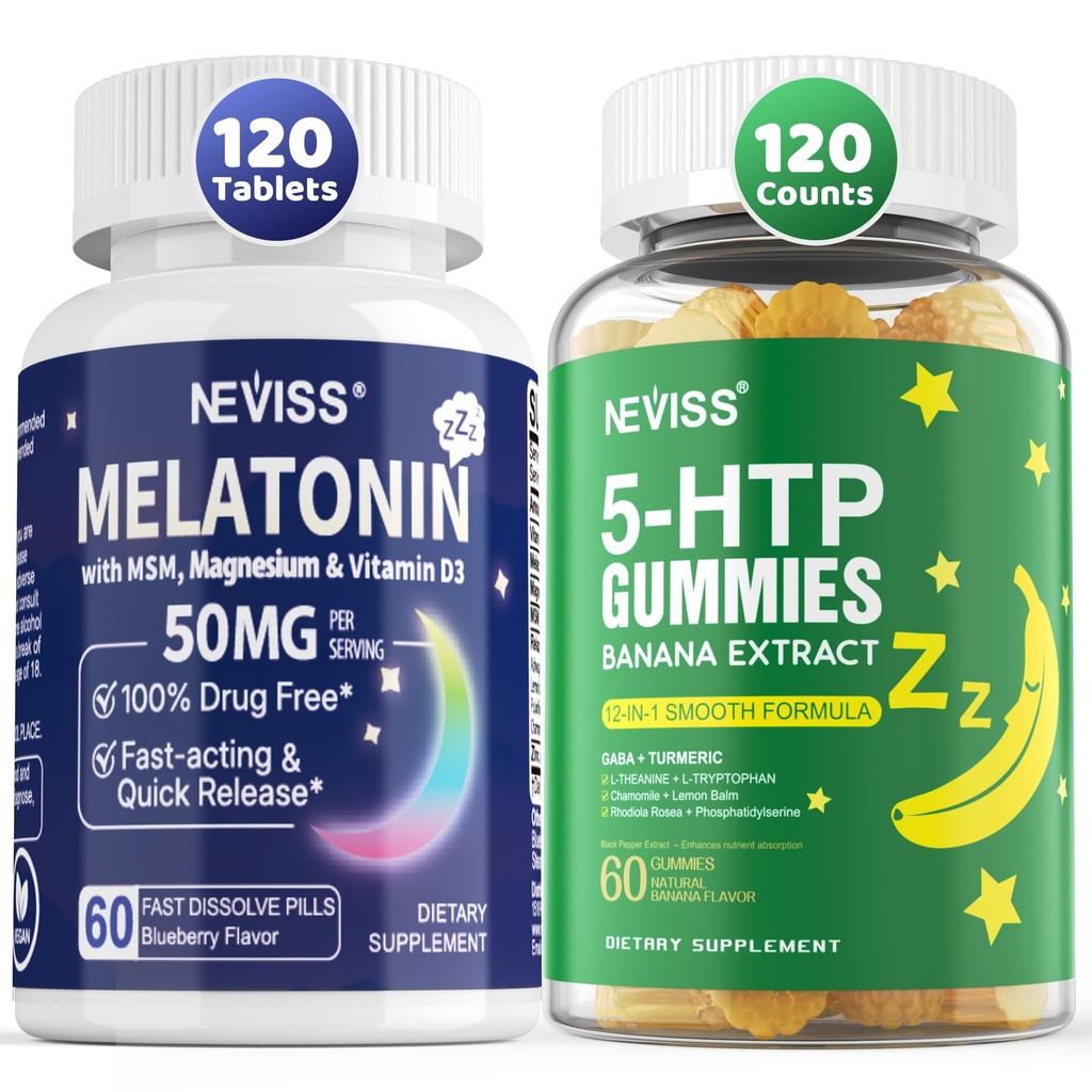 NEVISS Melatonin 50 mg Fast Dissolve + 5-HTP Gummies