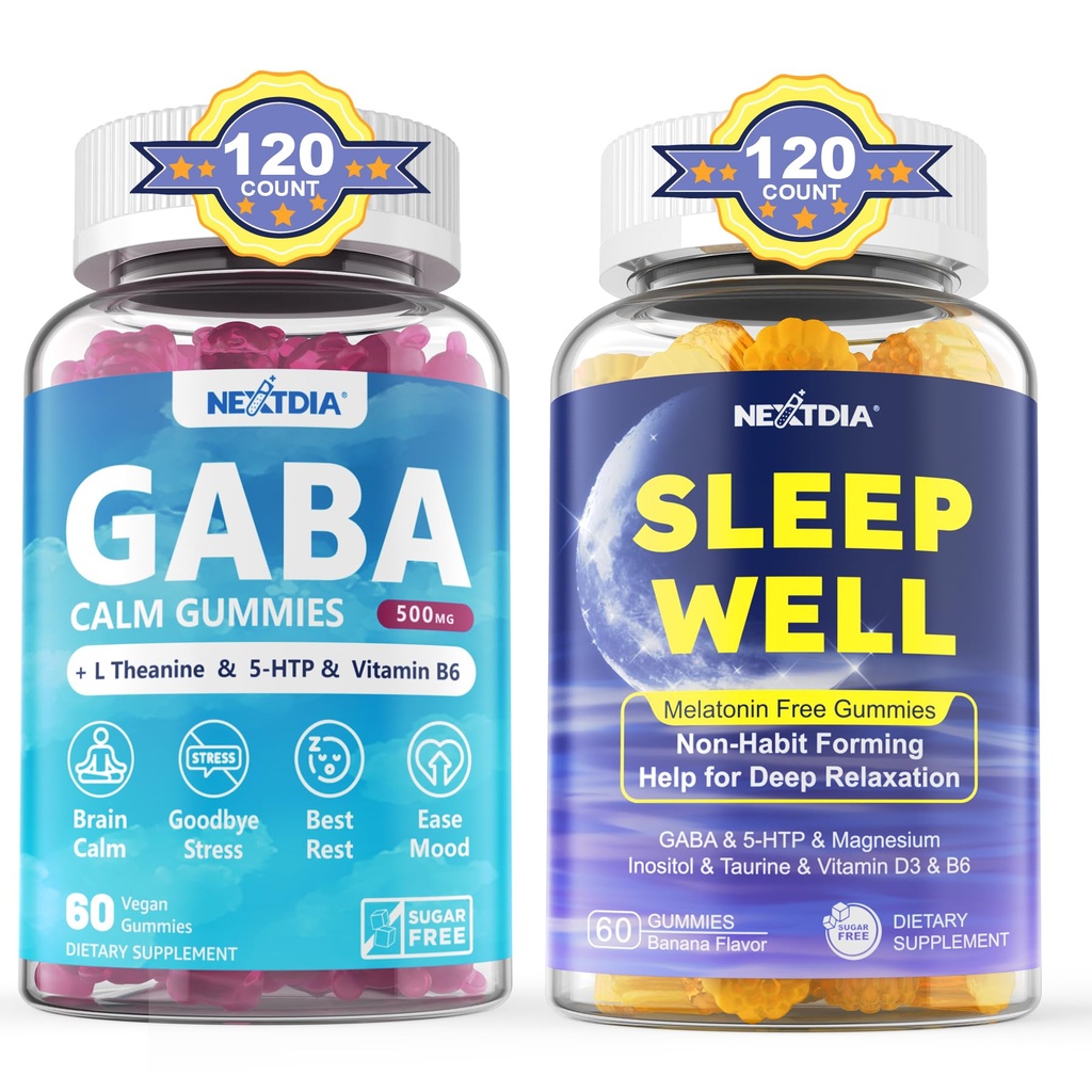 Nextdia GABA Gummies,Melatonin Free Natural Sleep Gummies