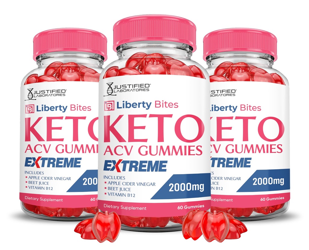 (3 Pack) Liberty Bites Keto ACV Gummies Extreme 2000MG Libertybites Keto Gummies Apple Cider Vinegar Formulated with Pomegranate Beet Juice Powder B12 Vegan Non GMO 180 Gummys