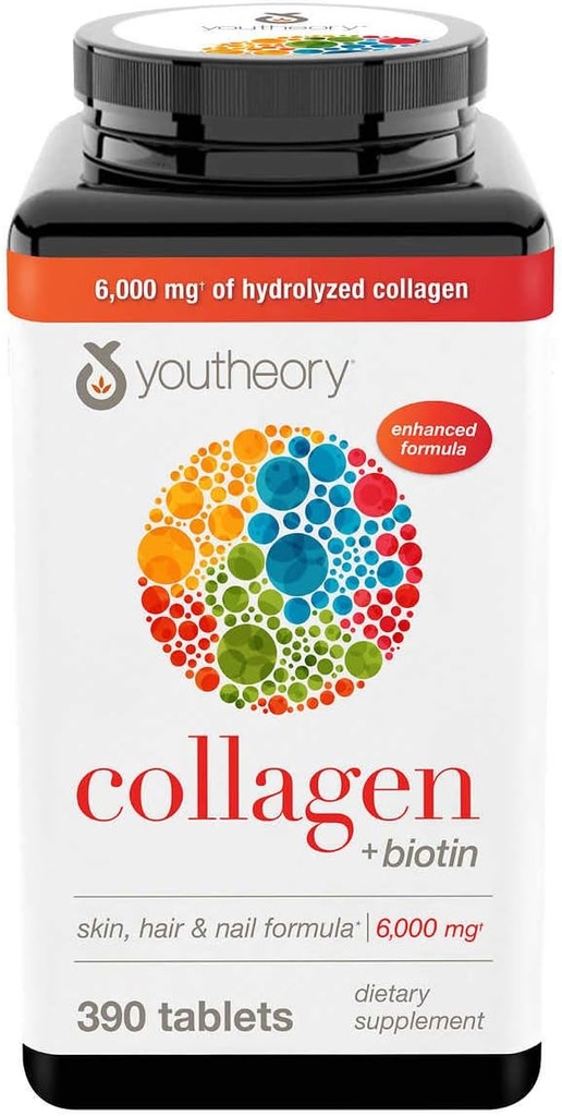 Youtheory Collagen Plus Biotin, 390 comprimés (5 paquets)