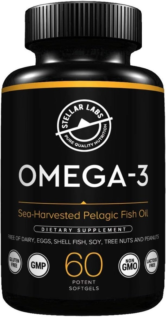 Stellar Labs Omega-3 Supplément huile de poisson - 60 CT LowFODMAP Certifié