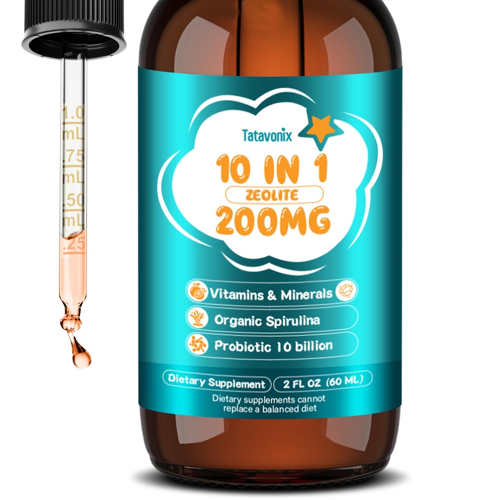 Zeolite Drops for Kids & Adult, 200mg Liquid Clinoptilolite Drops, Supports Gut Health, Immune System & Energy, Strawberry, 2oz