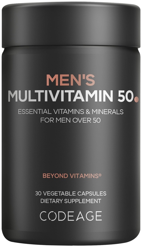 Codeage Men's Multivitamin 50+, CoQ10, Probiotics, Lutein, 30 Capsules