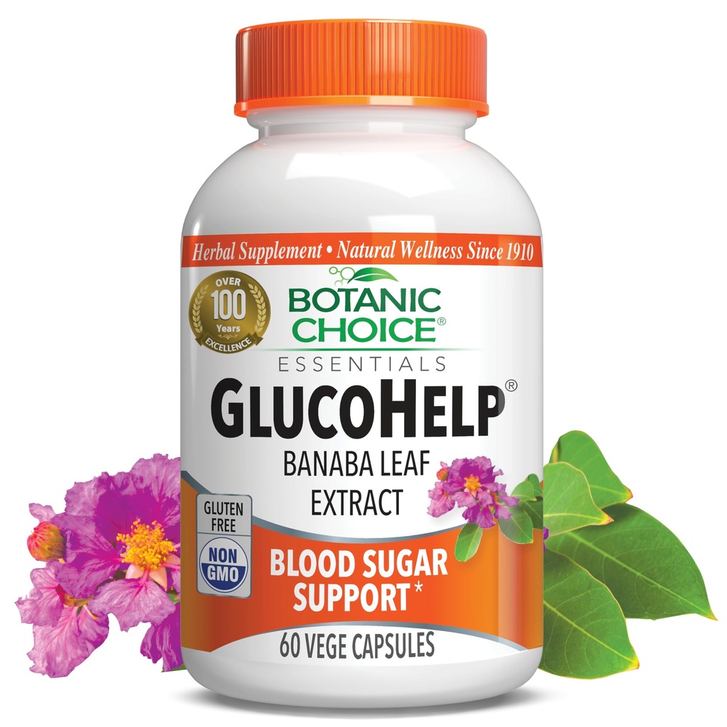 Botanic Choice Gluco Aiuto Banaba Leaf Extract-Gluten Free, Non OGM per Uomini & Donne, 60 capsule
