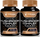BENESSERE LABSRX Mushroom Supplemento capsule 10:1 estratto, Mushroom Complex Capsule 1000mg, Lions Mane Supplement con Turchia Tail, Cordyceps, Reishi - 2 Pack