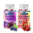 2 Pack Multi Collagen Peptides Gummies + Moringa Gummies, Vegan, Non GMO, Sugar Free