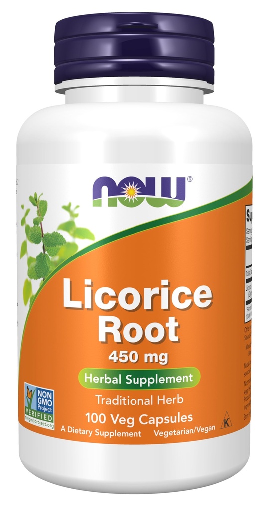 NOW integratori, radice di liquirizia (Glycyrrhiza glabra) 450 mg, supplemento di erbe, 100 capsule di veg
