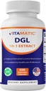 Vitamatic DGL Licorice 3800 mg Äquivalent pro Servierung (aus 10:1 Extrakt 380 mg) - 10X Stärker - Unterstützt gesunde Verdauungs- und Atemfunktionen - 200 Kapseln
