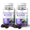 Gummie di sambuco con vitamina C e zinco - Gummie di sambuco Immune Booster per adulti e bambini - Ingredienti naturali vegani Difesa Multivitaminici con supporto antiossidante (120 Gummies)