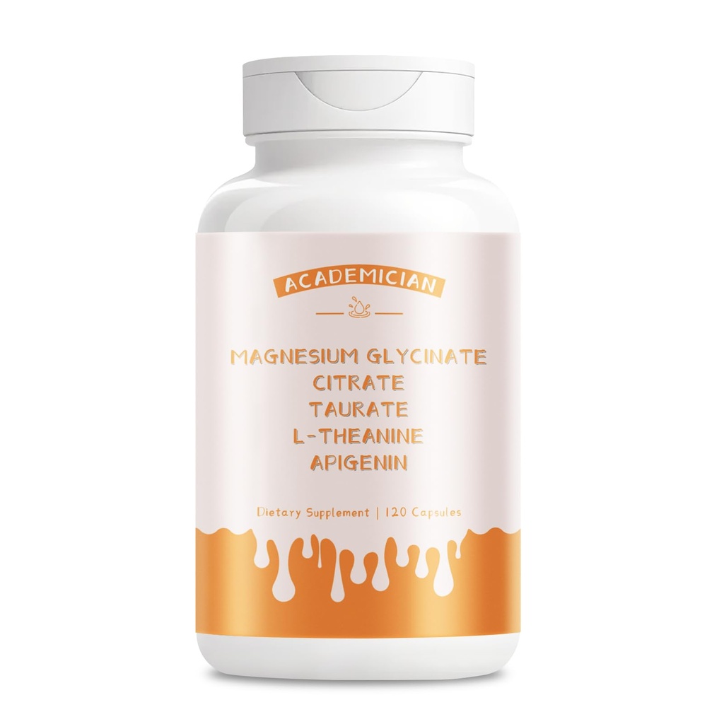 Magnesium Citrate Capsules with Magnesium Glycinate Capsules Agnesium Taurate L-Theanine Apigenin Supplement - 120 Count
