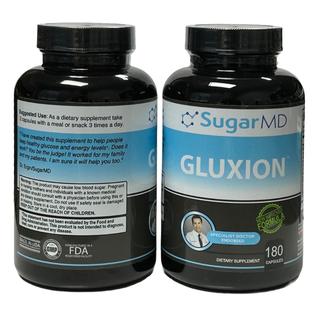 SugarMD GLUXION 3X Strength Formula | Advanced Botanical & Nutrient Blend for Spike Control| Vegan, Non-GMO, 180 Capsules