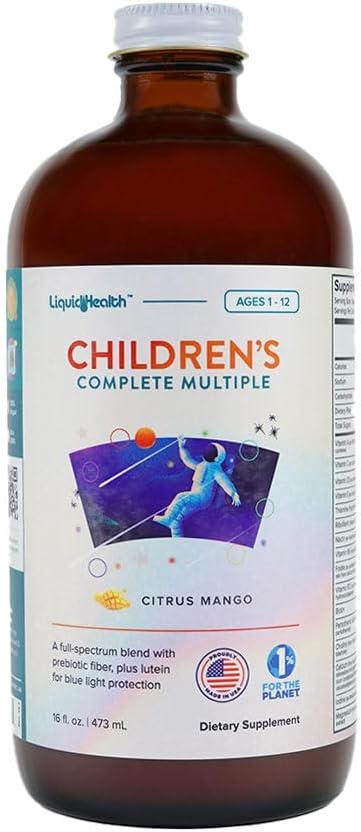 LIQUIDHEALTH Children's Complete Liquid Multivitamin for Kids, Kleinkinder - Essential Vitamins, Nährstoffe & Minerals, Immununterstützung, Gut Health - Made in USA, Vegan, Non GMO, Sugar-Free (16 oz)