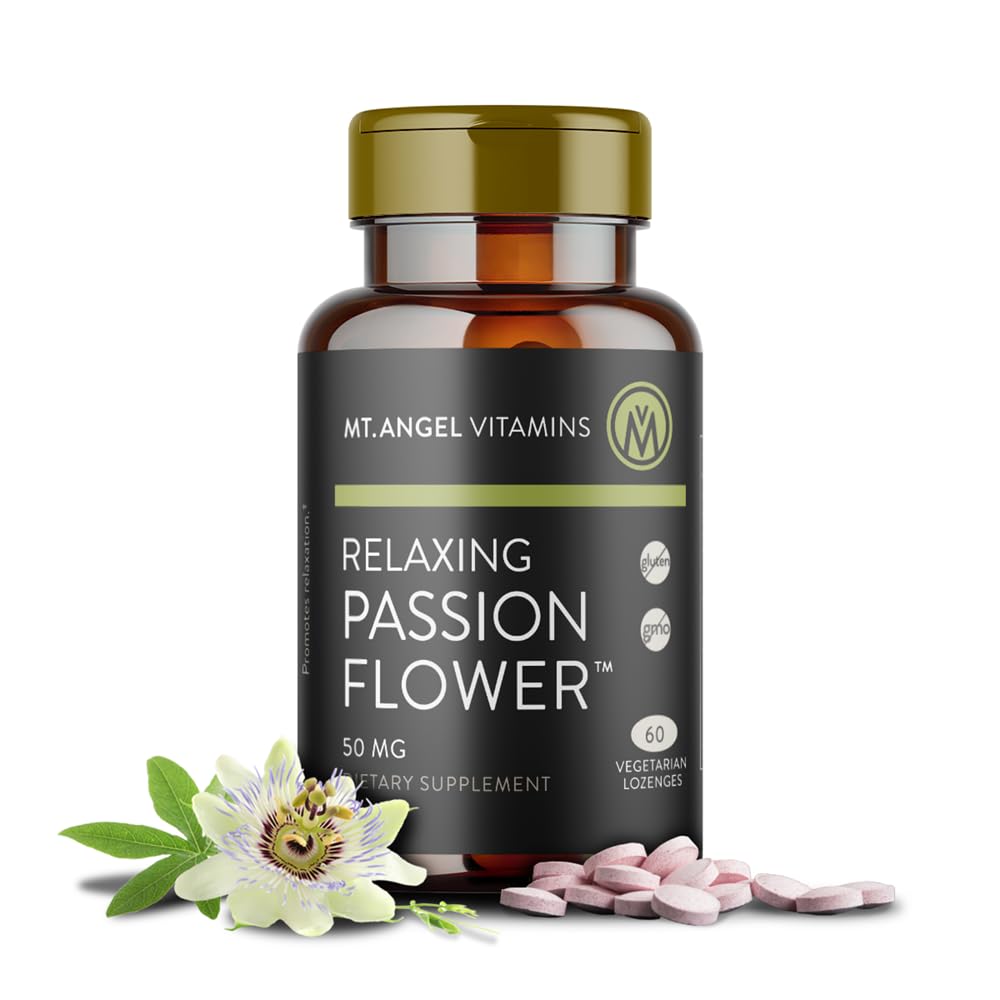 Mt. Vitamine angeliche - Relaxing Passion Flower Extract Great Tasting Herbal Lozenge (Passiflora incarnata) - Altamente Bio Disponibile 4:1 Extract - 60 Count