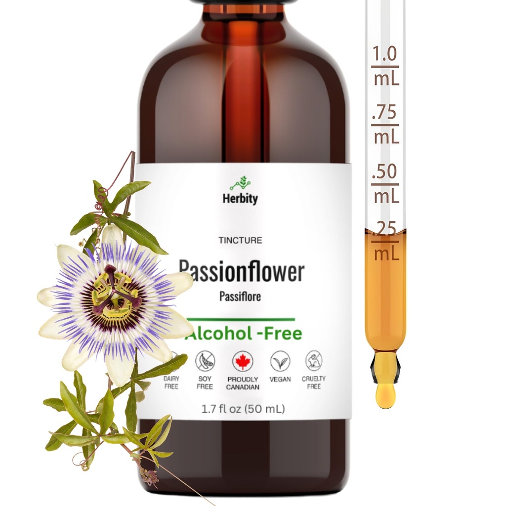 Passionflower Tincture – Alcohol-Free Herbal Extract for Calm, Mood & Sleep Support – Glycerin-Based, Vegan & No Added Sugar-Free Supplement – (1.7 Fl Oz)