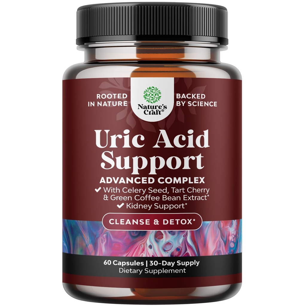 Green Coffee Bean Extract für Uric Acid Cleanse & Detox - Grüne Kaffeebohnen mit Kurkuma, Tart Cherry & Celery für Erwachsene - Tägliche Uric Acid Flush für Joints Support & Kidney Cleanser – 60 Ct