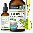 BIO KRAUTER Irish Sea Moss Drops - Chondrus Crispus Sea Mos Supplement con Bladderwrack - Alcol & Sugar Free Iodine Supplement - 2 Fl.Oz.