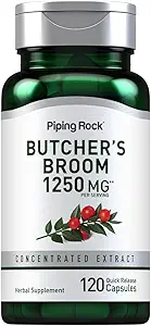 Piping Rock Butchers Broom Supplement | 1250 mg | 120 Capsules | Herbal Root Extract | Non-GMO, Gluten Free