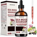 Sea Moss Liquid Drops 2 Fl Oz - Organic Black Seed Oil Irish Sea Moss Gel with Burdock Root, Bladderwrack, Elderberry, Vitamin C, D3, Seamoss Gel- Vegan