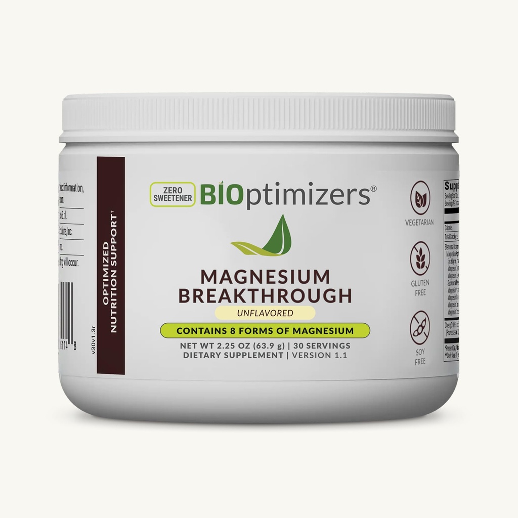 BIOptimizers Magnesium Breakthrough Drink - 8 forme di magnesio, elettroliti, salute del sonno, stress, recupero del muscolo, supporto cardiaco | Glycinate, citrato, malato