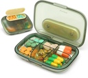 Toplive 6 Compartiments Petite Pill Case Travel Pill Organizer Pocket Medicating Travel Case Portable Petite Pill Container avec Magnet Light-Proof Mini Pill Box, Vert