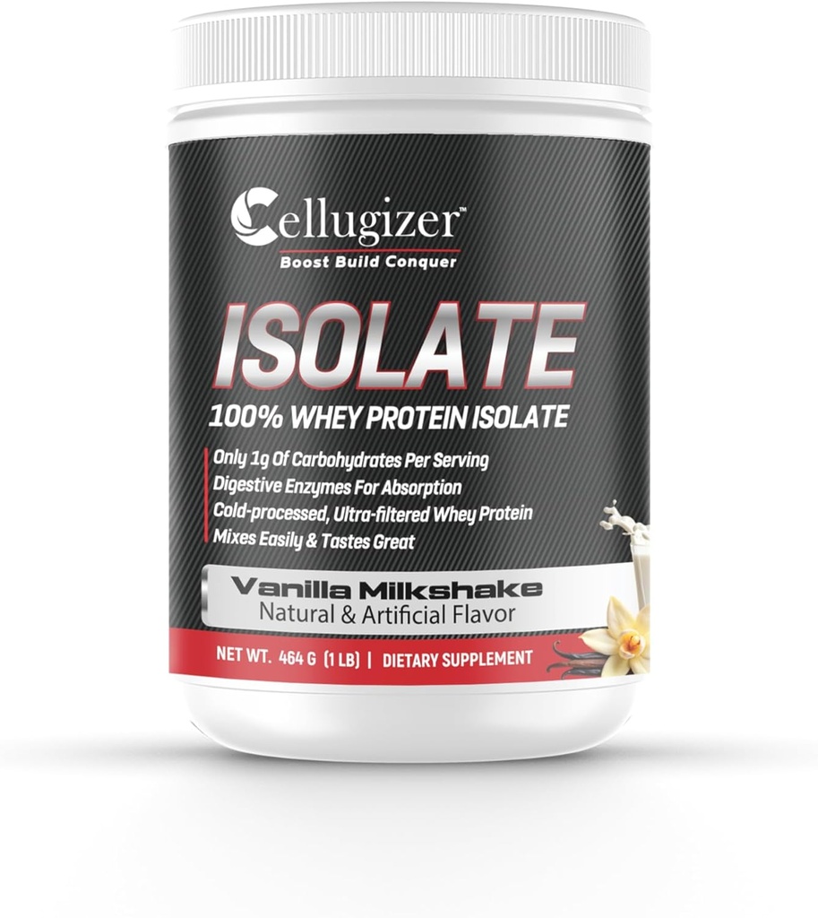 Cellugizer 100% Whey Isolate 1lb, Vanille I 25g Protein, Fast Digesting I 0g Zucker, Low Carb