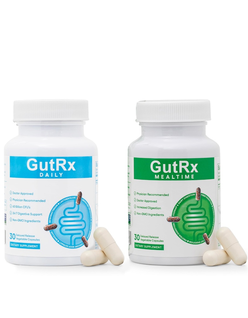 Daily Probiotics for Women & Men with Bifidobacterium Longum & Prebiotics for Gut Health + Mealtime Digestive Enzymes Lactase, Lipase & Bromelain for FODMAP, Carb, Fat & Protein Breakdown