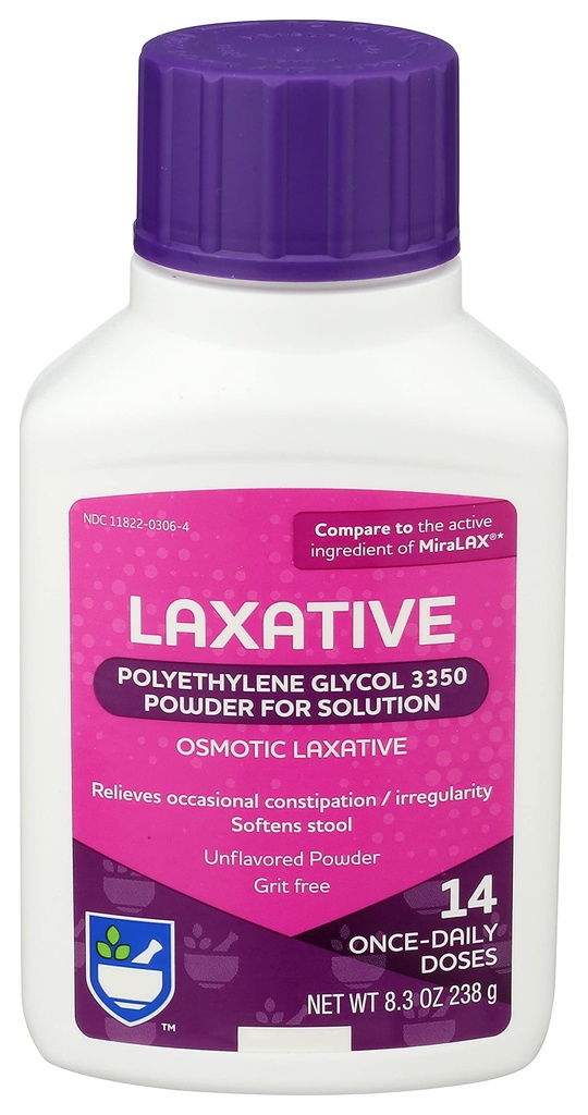 Rite Aid Laxative Powder - Polyethylene Glycol 3350, Stool Softner for Constipation Relief - 14 Dose, 8.3 oz
