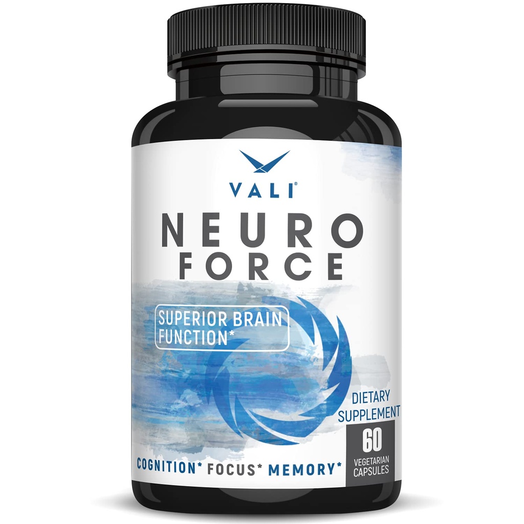 VALI Neuro Force Brain Booster Supplemento per Focus, Memoria, Clarity & Energy. Supporto funzione cognitiva nootropica extra per prestazioni mentali. con caffeina naturale. 60 capsule vegetali