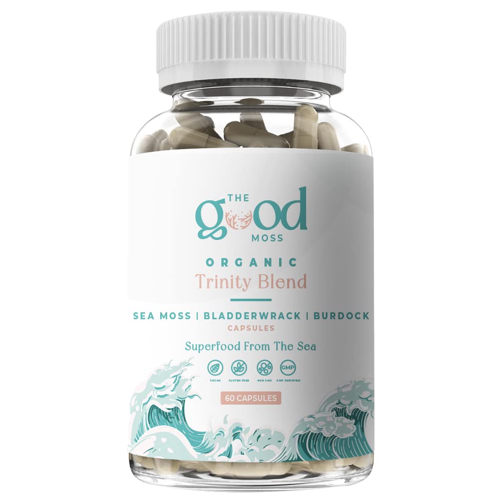 Trinity Blend Superfood -Sea Moss, Bladderwrack and Burdock Root Supplement for Overall Health Support, Hair, Skin and Nails 60ct