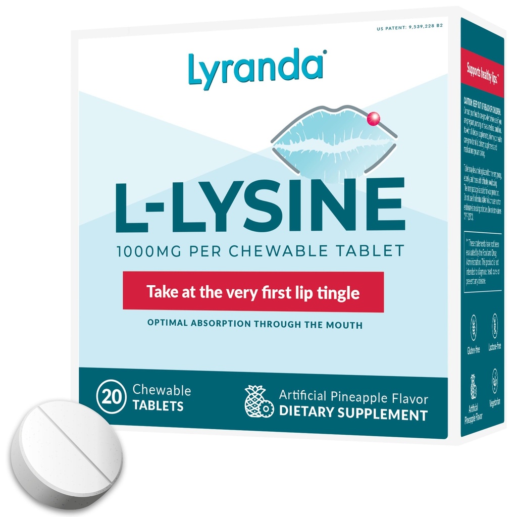 Lyranda® - Lysine Cold Sore Treatment - Chewable L-Lysine Tablets - Faster Absorption and Better Hygiene