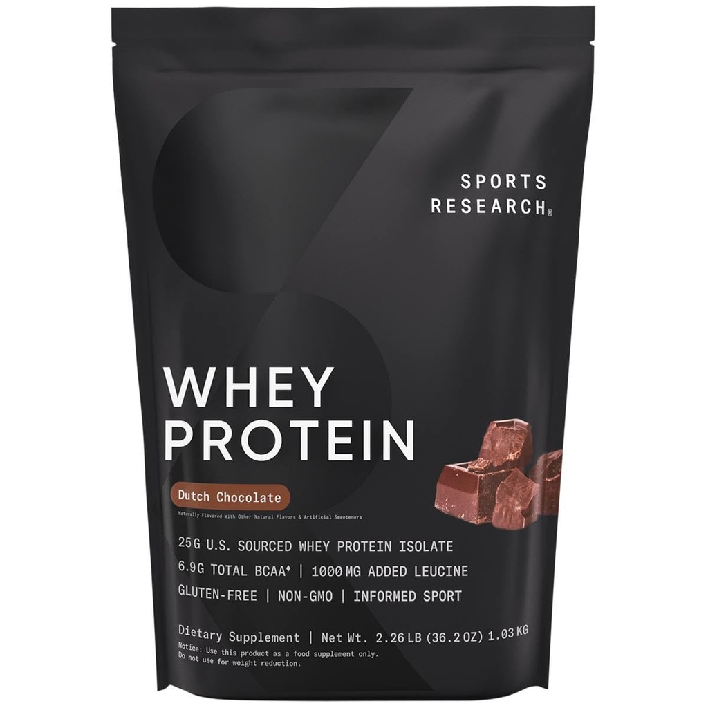 Sportforschung Whey Protein Isolate - Sports Nutrition Protein Powder 25g per Serving - 2.27lb Bag Whey Protein - Dutch Chocolate Bulk Protein Powder, 25 Servings
