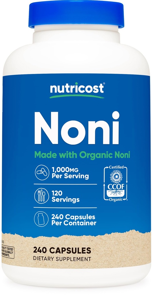 Nutricost Noni Capsules 500mg 240 Capsules - CCOF Certified Made with Organic Noni, Non-GMO, Gluten Free