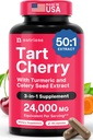 3 capsules d'extrait de tart cerise en 1 avec des graines de curcuma et celery pour les pieds et le soutien des articulations Uric Acid Flush Cleanse & Purge Pills, 60 capsules de légumes fabriqués aux États-Unis